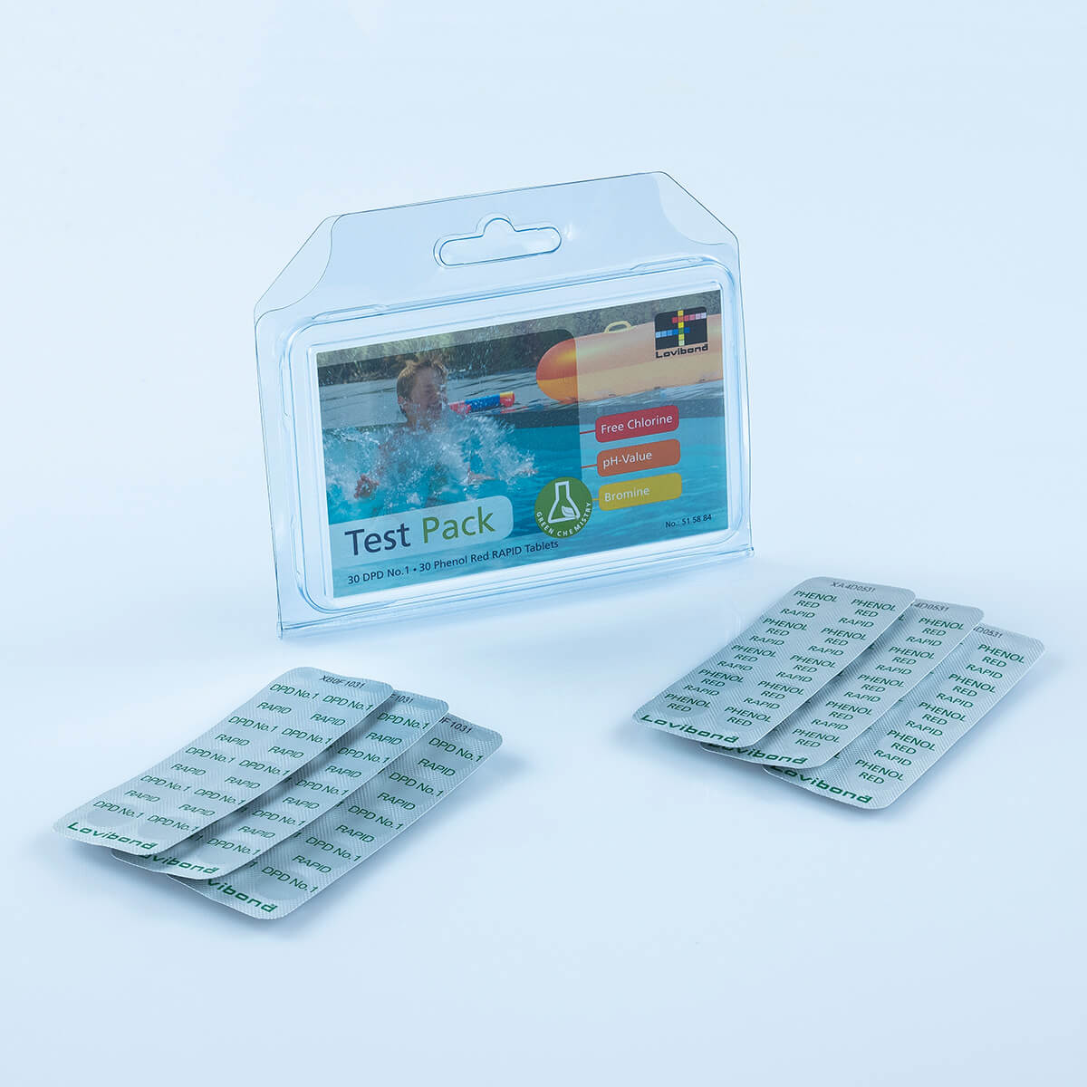 Lovibond® blister refill pack, 30 chlorine-pH and 30 bromine-pH tablets in strips of 10 pcs, fast dissolving, for the pool testers Cl-pH and bromine-pH Lovibond® blister refill pack, 30 chlorine-pH and 30 bromine-pH tablets in strips of 10 pcs, fast dissolving, for the pool testers Cl-pH and bromine-pH