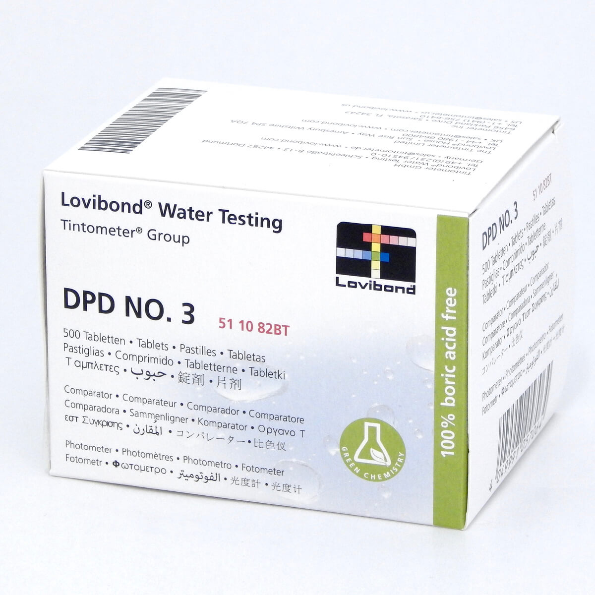 Lovibond® tablets DPD 3 in a pack of 500 pcs, slowly soluble, for the determination of total chlorine Lovibond® tablets DPD 3 in a pack of 500 pcs, slowly soluble, for the determination of total chlorine