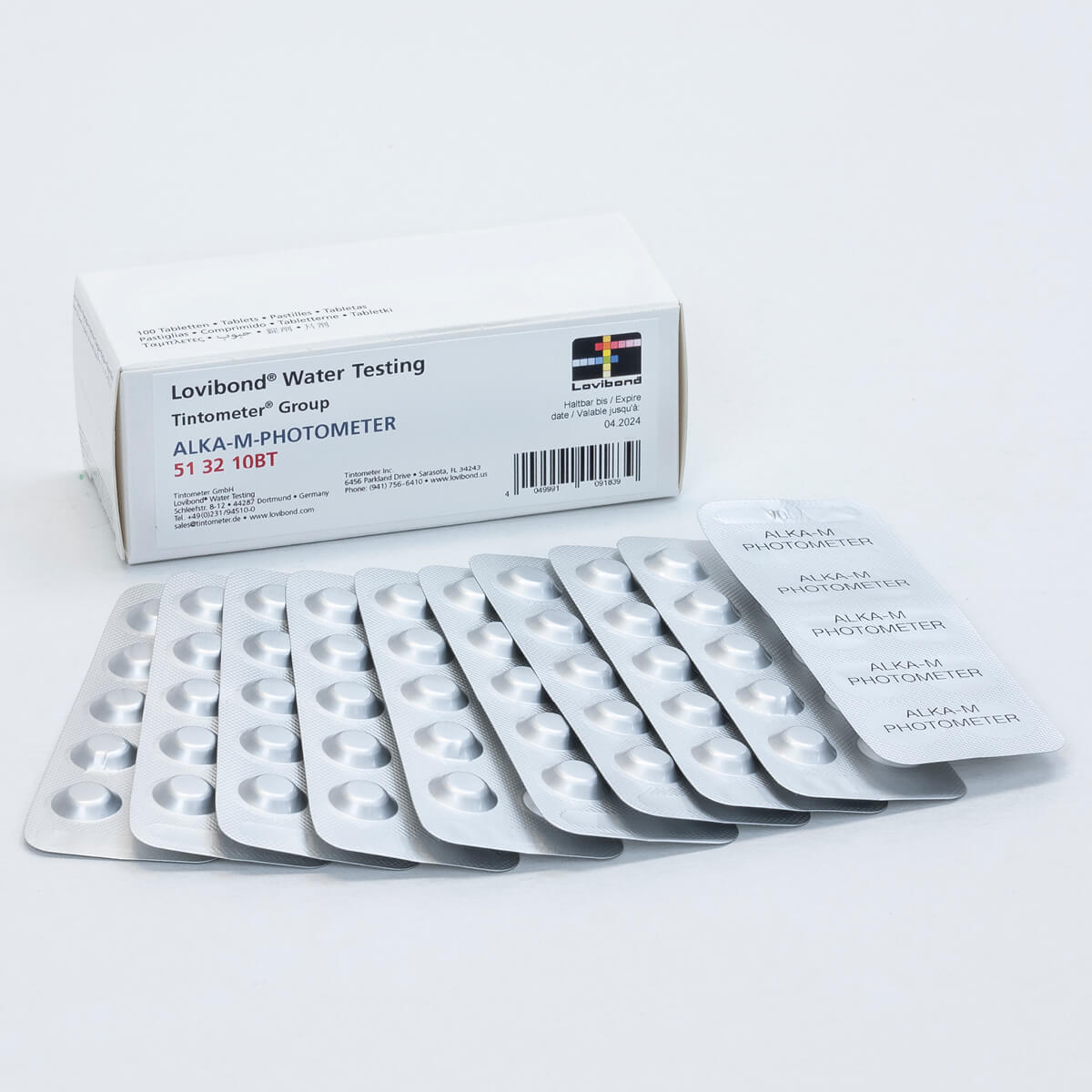 Lovibond® tablets Alka-M in a pack of 100 pcs, slowly soluble, for the determination of the acid capacity Lovibond® tablets Alka-M in a pack of 100 pcs, slowly soluble, for the determination of the acid capacity