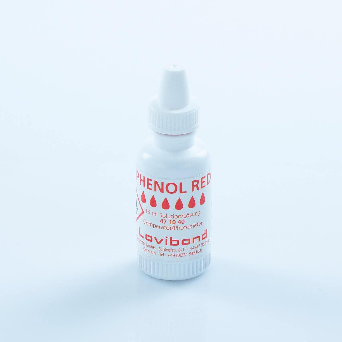 Lovibond® Flüssigreagenz Phenolrot Reagenzlösung, 15 ml, weiße Tropfflasche, passend für Photometer MD 110 und MD 200 Lovibond® Flüssigreagenz Phenolrot Reagenzlösung, 15 ml, weiße Tropfflasche, passend für Photometer MD 110 und MD 200
