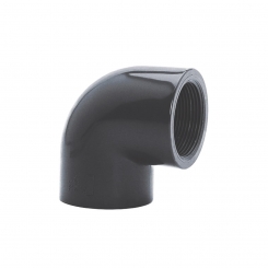 IBG® elbow 90° solvent socket / female thread, PN10, grey 
