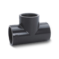 IBG® Tee 90° solvent socket / female thread, PN10, grey 