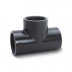 IBG® Tee 90° solvent socket / female thread, PN10, grey 