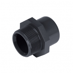 IBG® adapter nipple, solvent spigot – male thread, PN16, grey 