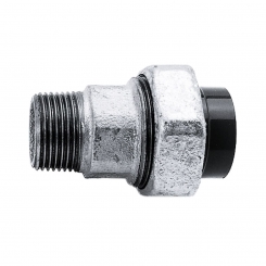 IBG® adapter union, PVC/GTW galvanized, solvent socket – male thread, PN16 