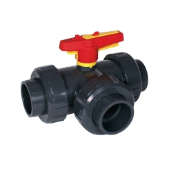 Ball Valve S4 3W T-ball DN50 PVC grey PVCu solvent socket d63 metric PN16 EPDM PTFE single packed Ball Valve S4 3W T-ball DN50 PVC grey PVCu solvent socket d63 metric PN16 EPDM PTFE single packed