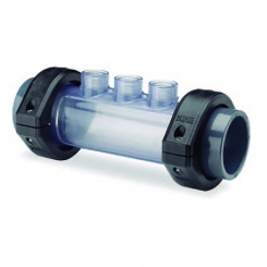 Transparent electrode holder d50, 3x sensor holders ½" internal thread Transparent electrode holder d50, 3x sensor holders ½" internal thread