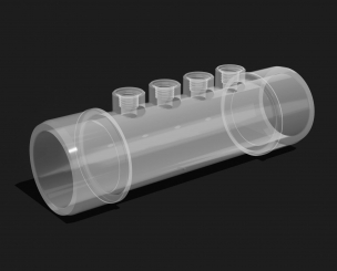 Transparent vaccination line, 4 x 1/4" threads, d50/63 Transparent vaccination line, 4 x 1/4" threads, d50/63